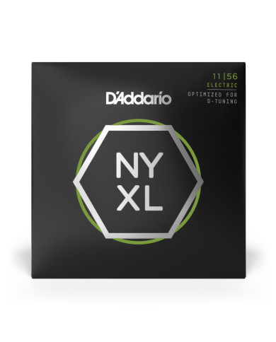Cordes pour guitare électrique D'Addario NYXL1156 filet nickel, aiguës Medium / graves Extra-Heavy, 11-56