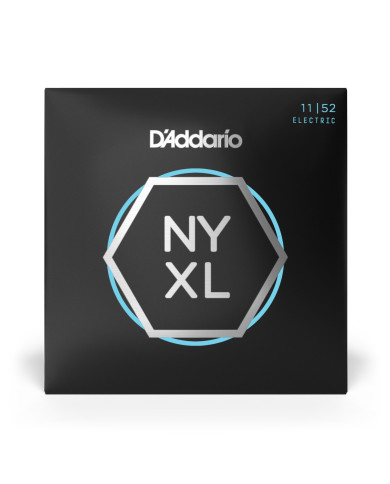 Cordes pour guitare électrique D'Addario NYXL1152 filet nickel, aiguës Medium / graves Heavy, 11-52