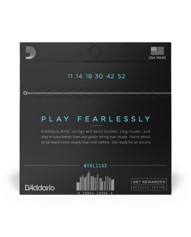 Cordes pour guitare électrique D'Addario NYXL1152 filet nickel, aiguës Medium / graves Heavy, 11-52