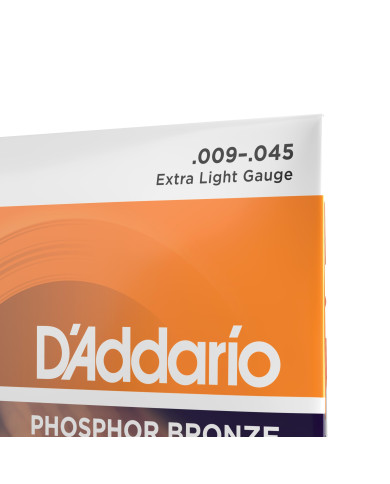 D'Addario Cordes en bronze phosphoreux pour guitare acoustique 12 cordes D'Addario EJ41, Extra Light, 9-45