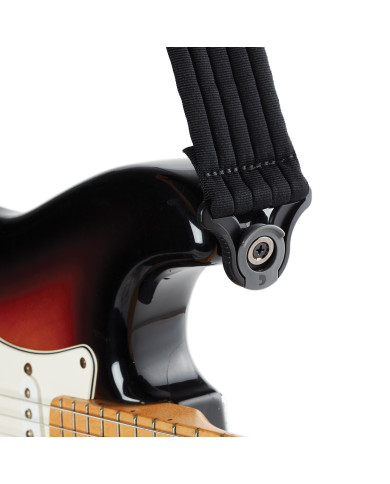 Sangle D'Addario Auto Lock pour guitare, motif Black Padded Stripes