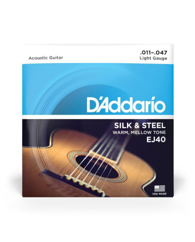D'Addario - Cordes EJ40 Silk & Steel Folk Guitar, 11-47
