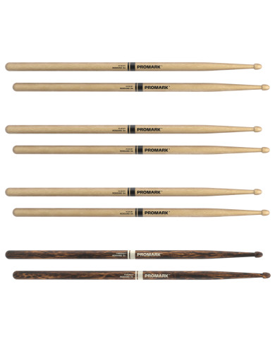 ProMark - Baguettes Rebound 5A Hickory, Olive Acorn, lot de 4 paires dont une en FireGrain