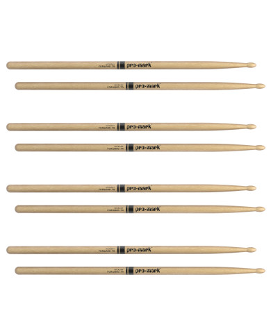 ProMark - Baguettes Classic Forward 7A Hickory, Olive Ovale, lot de 4 paires