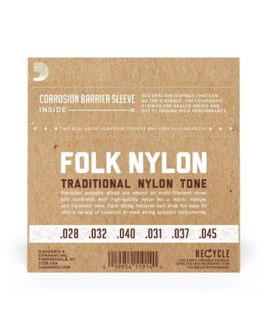 D'Addario - Cordes Nylon Folk EJ32C, extrémité à boule