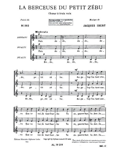 Berceuse Du Petit Zebu IBERT JACQUES