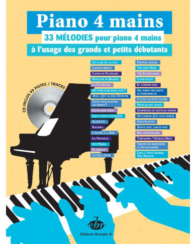 Piano 4 Mains 33 Melodies Pour Grands Et Petits Debutants