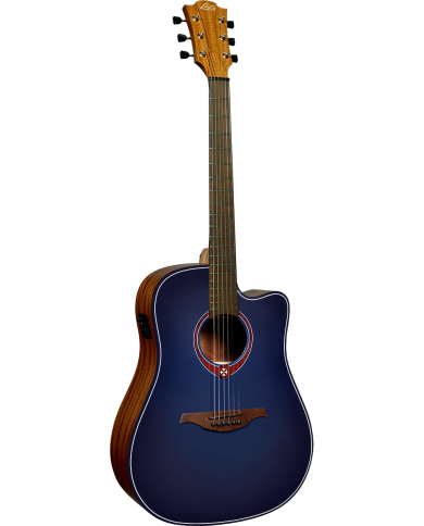 LAG T-BLUE-DCE - Guitare Dreadnought Pan-Coupé Électro Édition Limitée Blue Burst