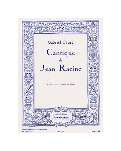Cantique De Jean Racine Op. 11 FAURE GABRIEL